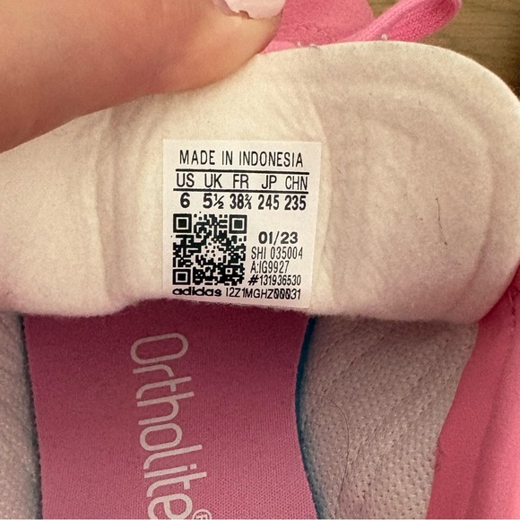 Adidas Gazelles Pink and White Ortholite Sneakers - Picture 4 of 4